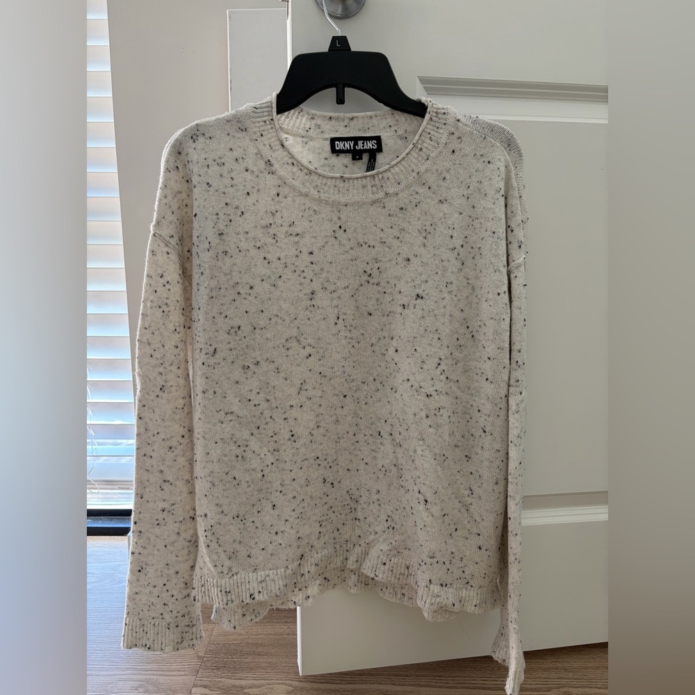 DKNY Cream and Black Speckled Sweater